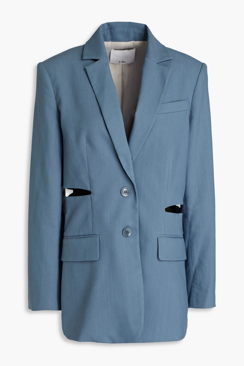Tibi Cutout Twill Blazer In Blue
