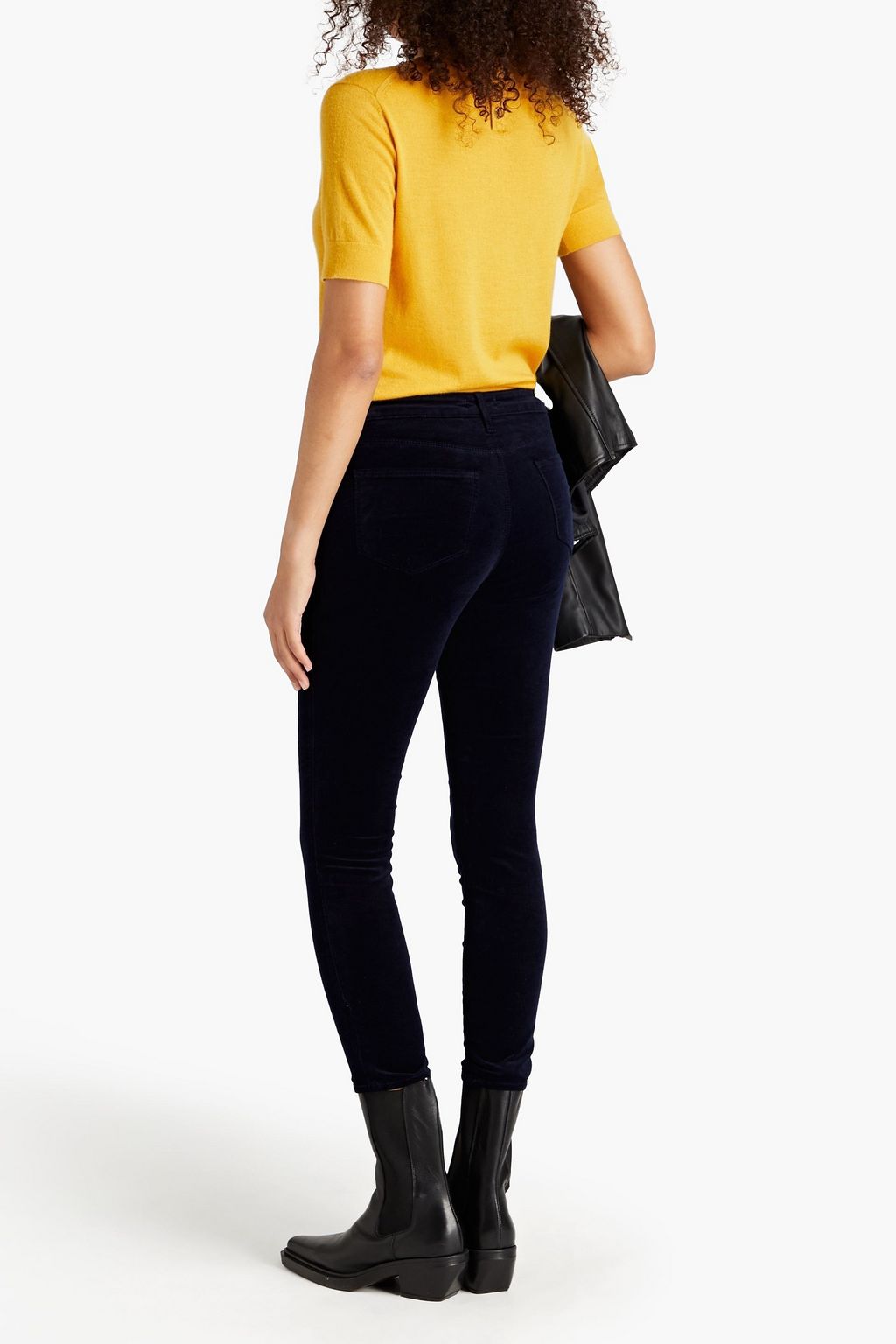 L'AGENCE Margot cropped cotton-blend velvet skinny pants