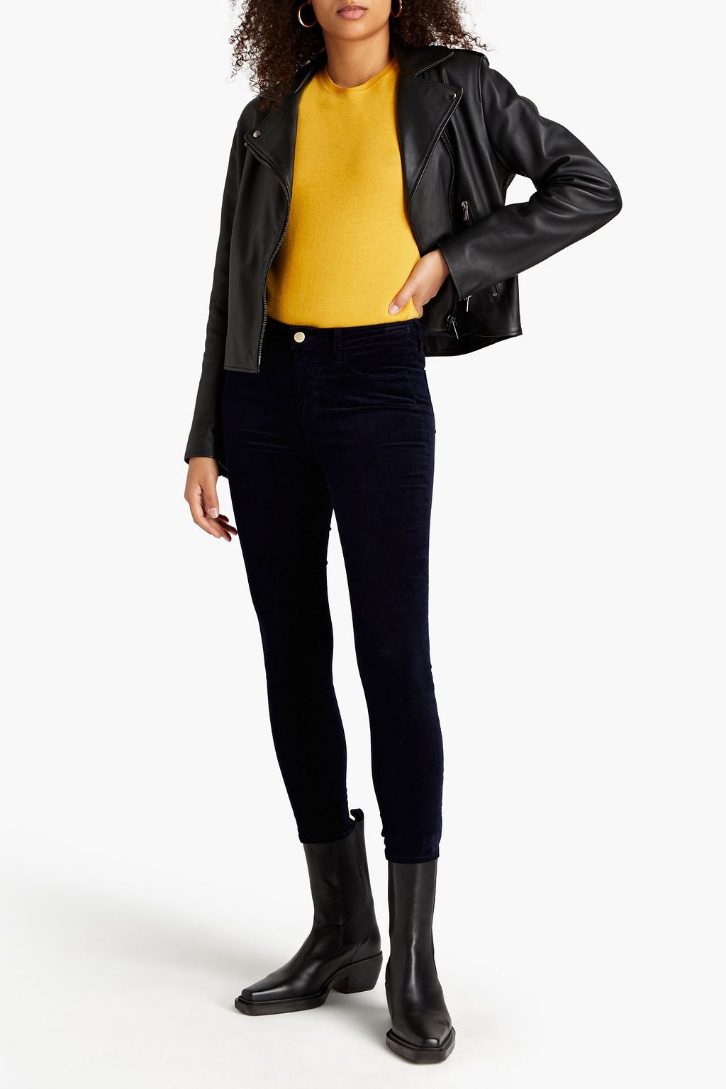 L'AGENCE Margot cropped cotton-blend velvet skinny pants