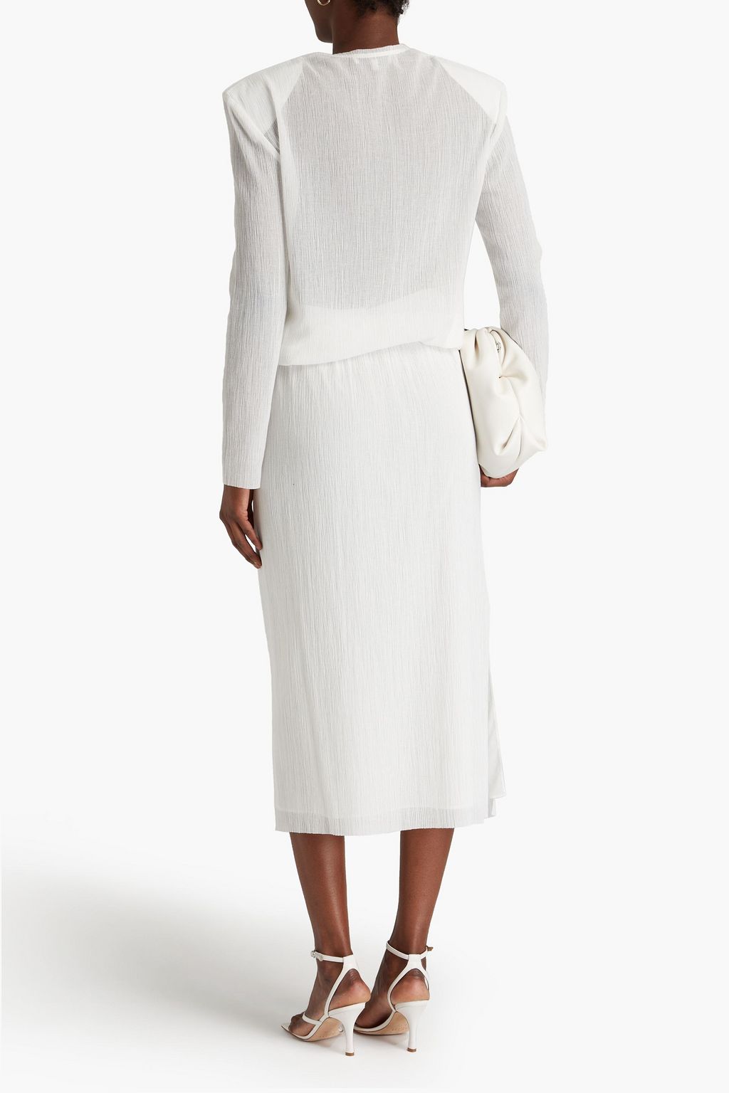 TIBI プリーツ加工ガーゼ ミディスカート