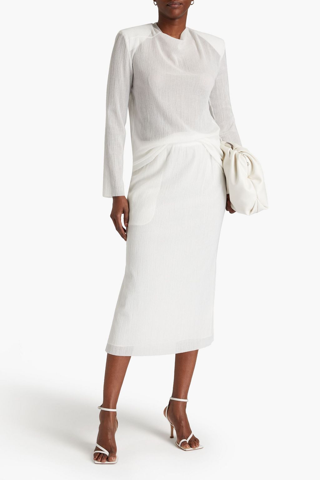 TIBI プリーツ加工ガーゼ ミディスカート