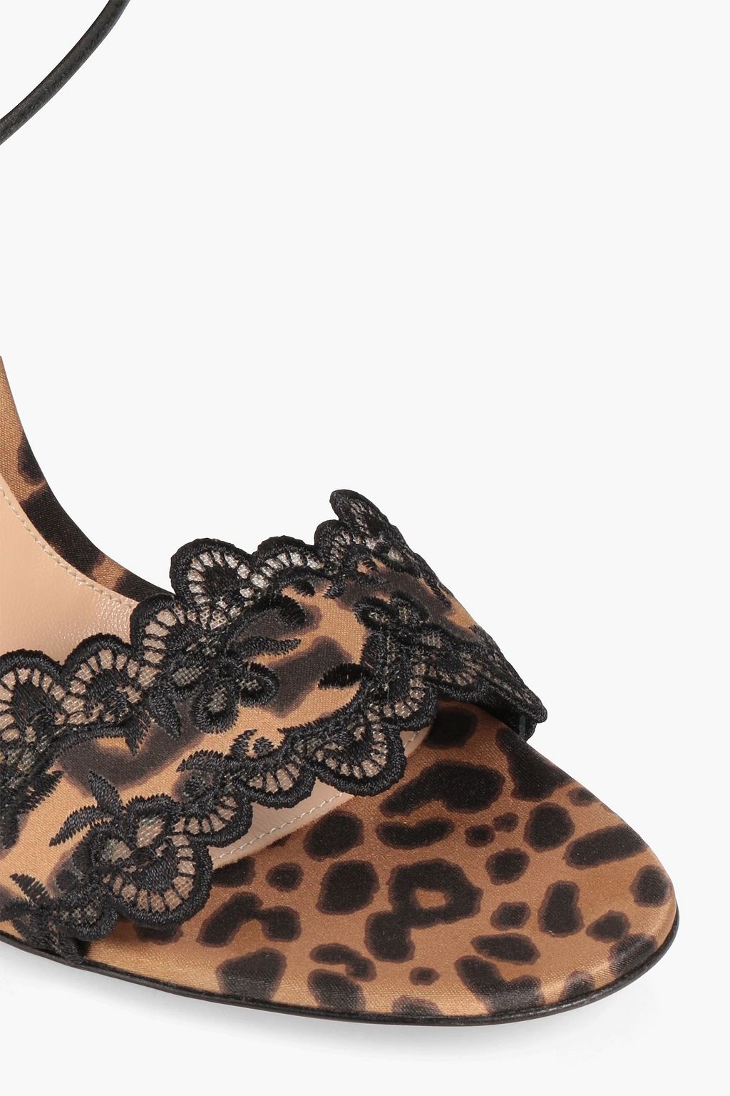 GIANVITO ROSSI Lace-trimmed leopard-print satin sandals