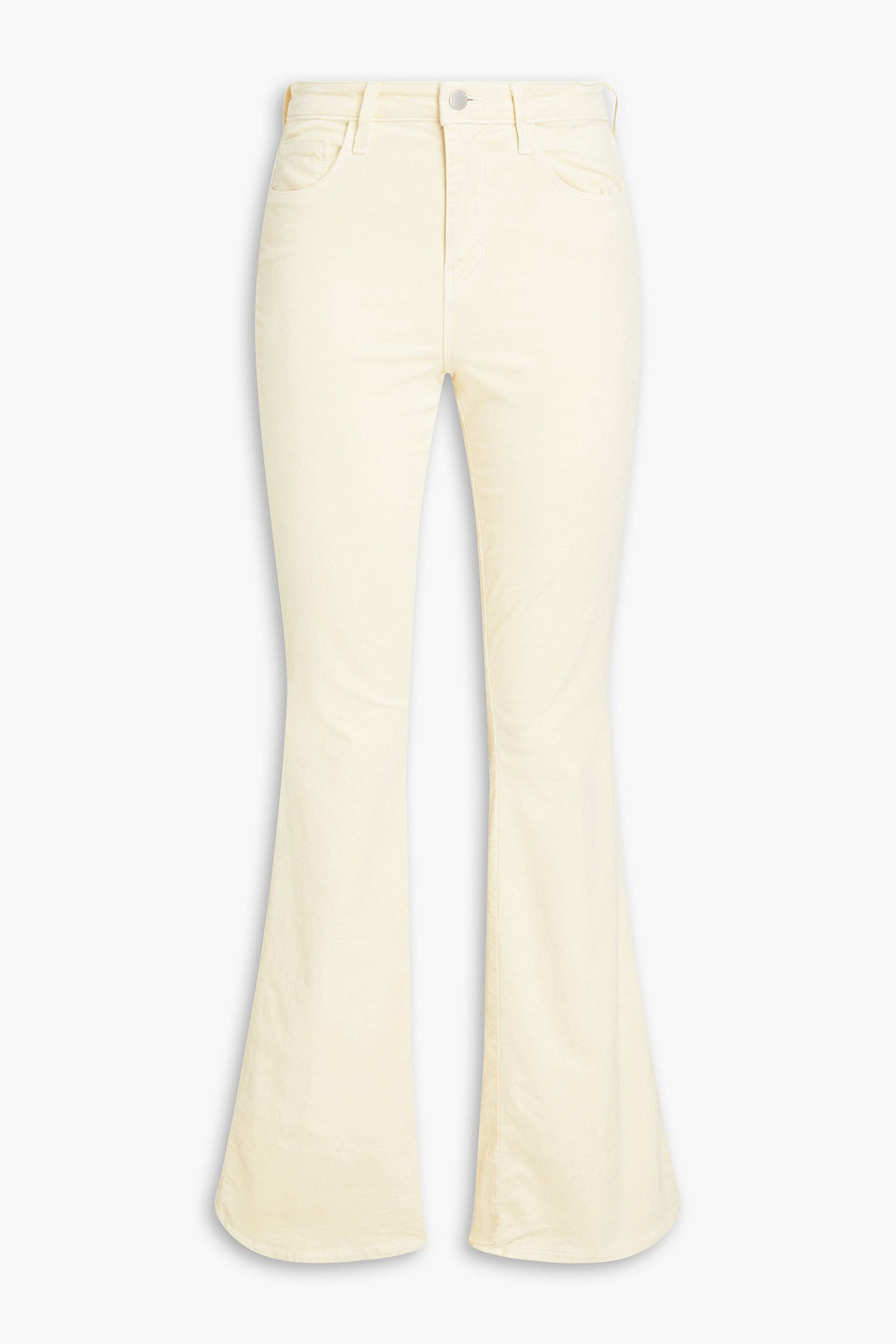 L Agence Bell Cotton-blend Velvet Flared Pants In Cream