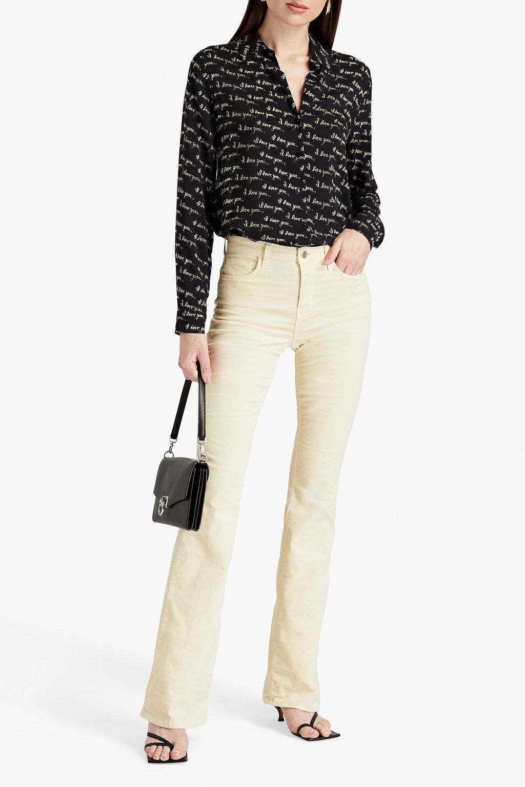 L'AGENCE Bell cotton-blend velvet flared pants
