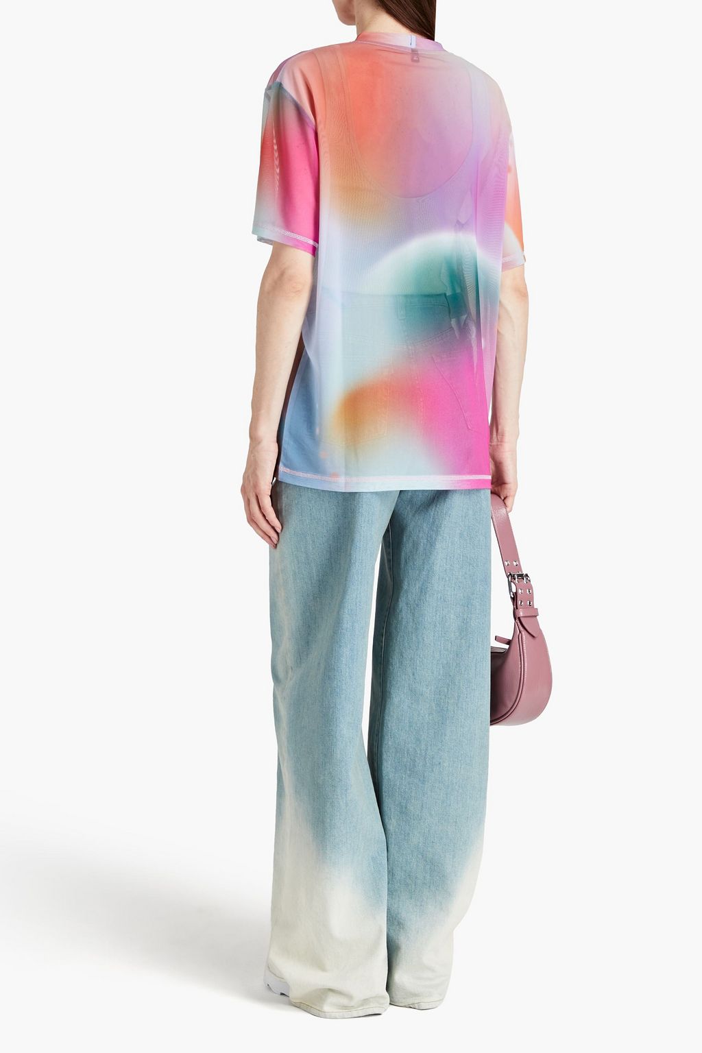 MCQ ALEXANDER MCQUEEN Logo-appliquéd tie-dyed stretch-mesh T-shirt