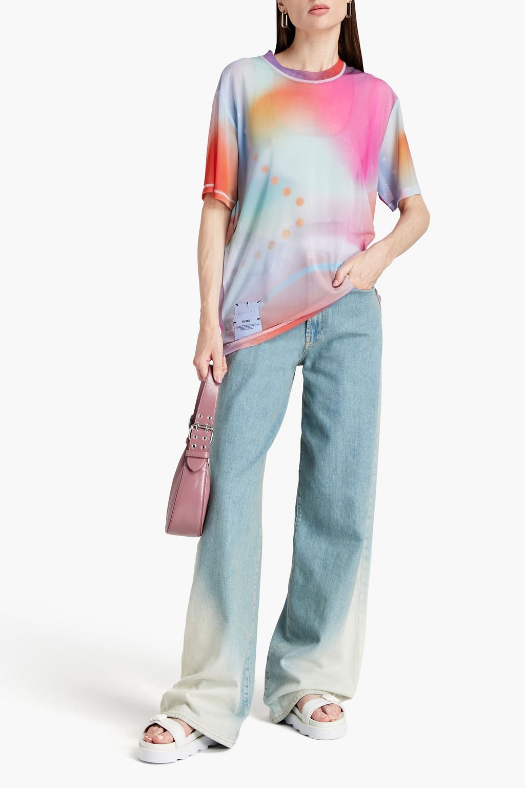 MCQ ALEXANDER MCQUEEN Logo-appliquéd tie-dyed stretch-mesh T-shirt