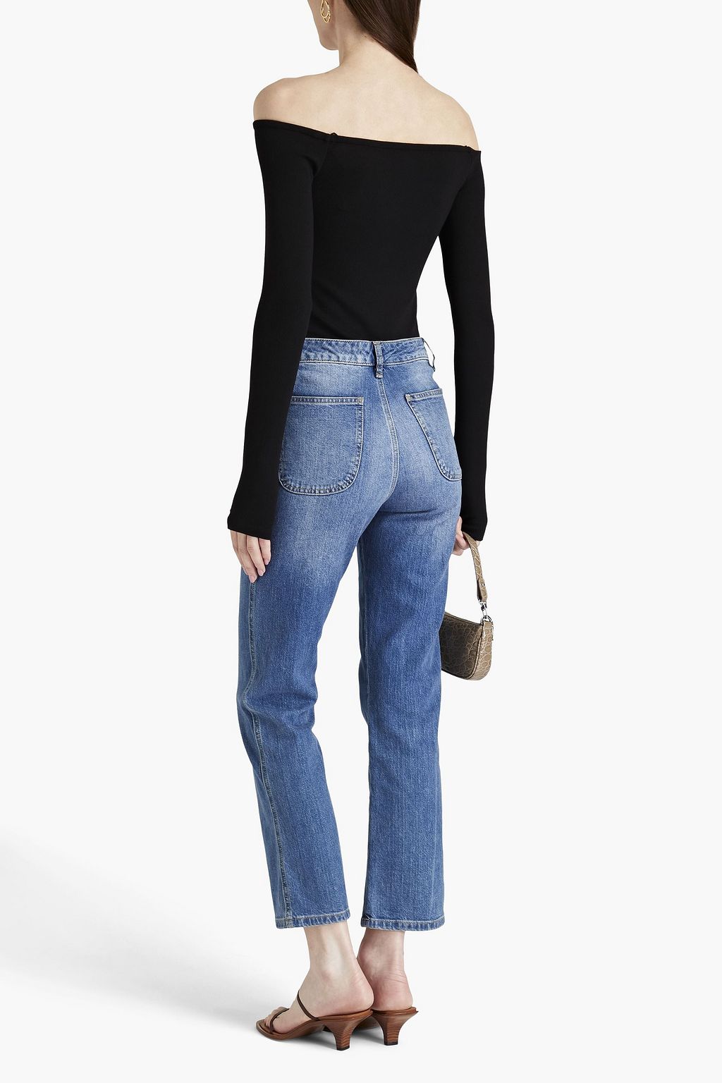 L'AGENCE Dixie off-the-shoulder ribbed stretch-modal jersey top