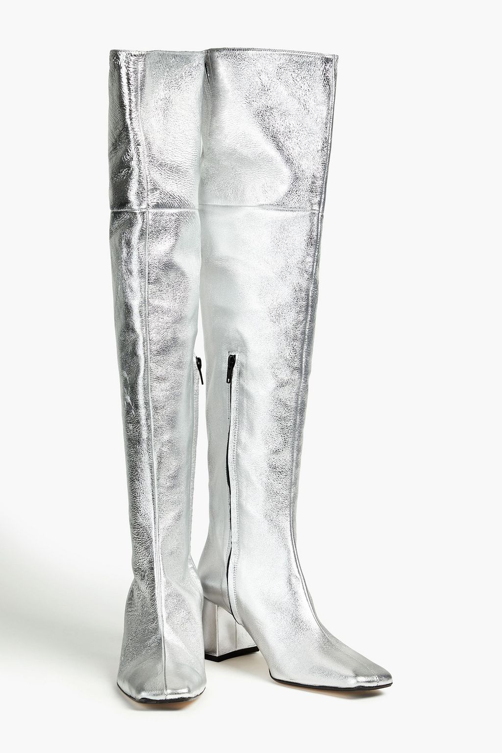 MIISTA Gogi metallic textured-leather over-the-knee boots