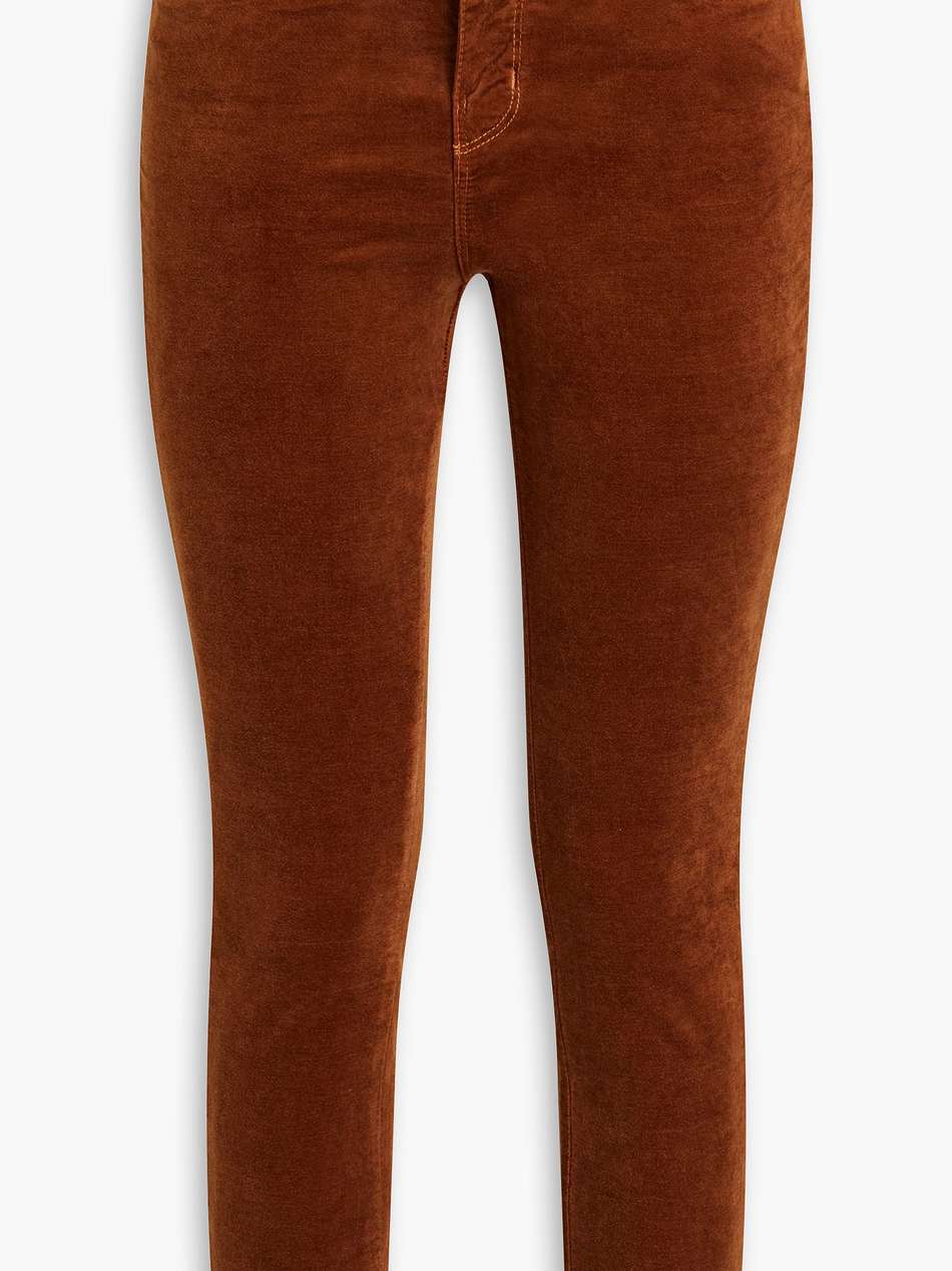 cropped cotton-blend velvet skinny pants