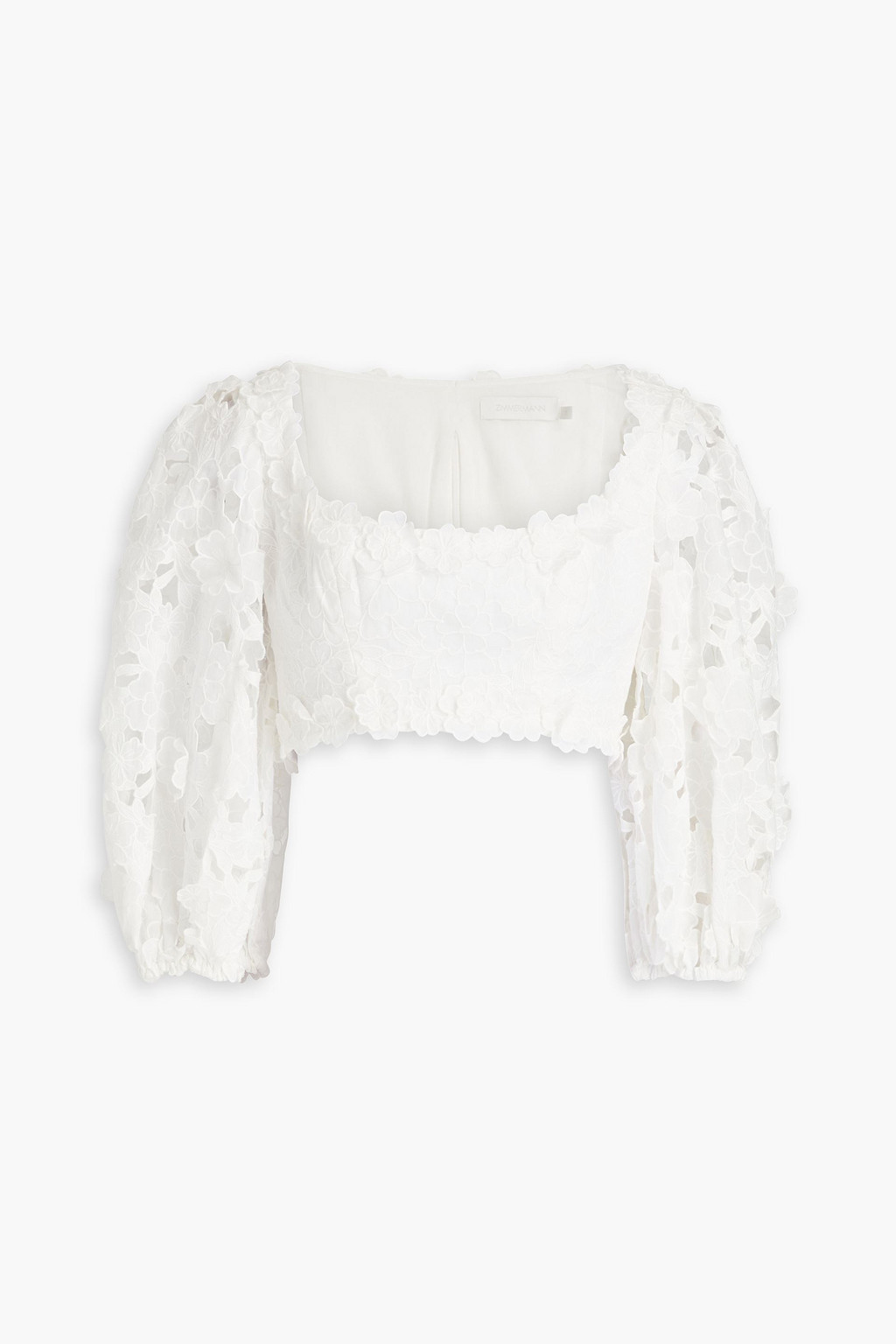 ZIMMERMANN Cropped ramie guipure lace top