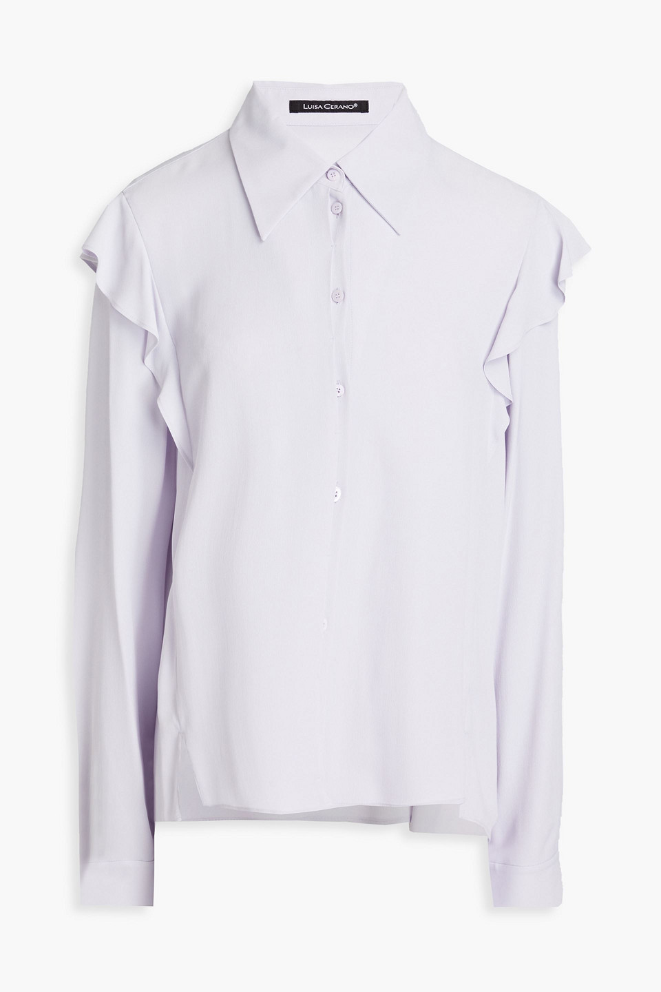 Luisa Cerano Ruffled Crepe De Chine Blouse In Purple