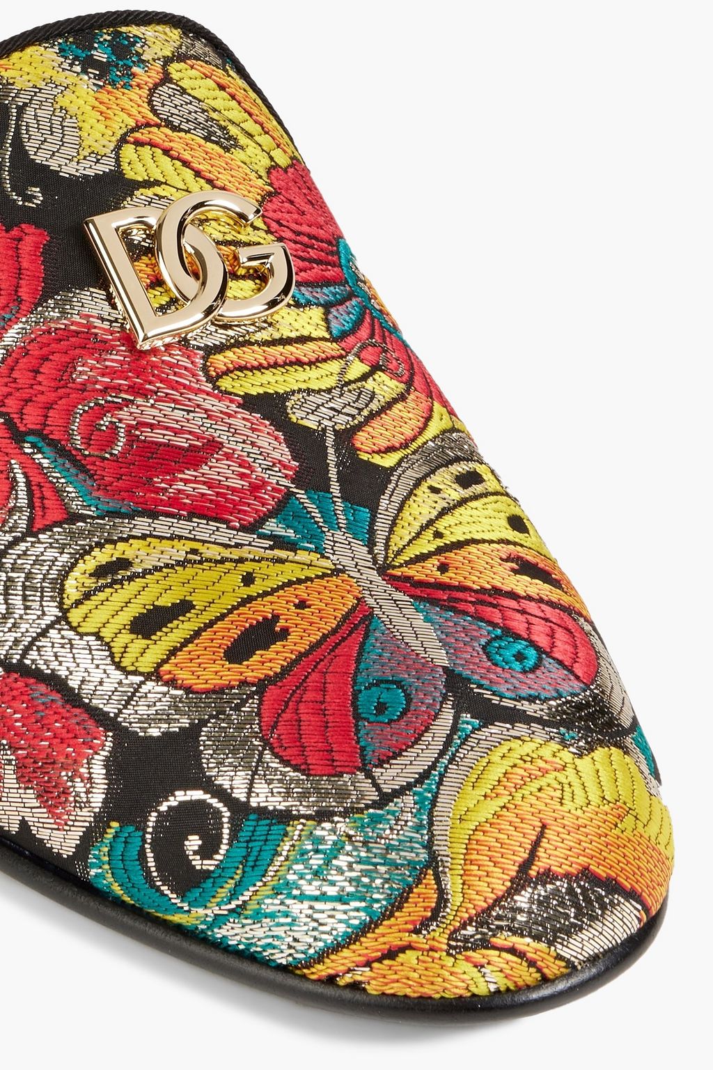 DOLCE&GABBANA Embellished metallic jacquard slippers