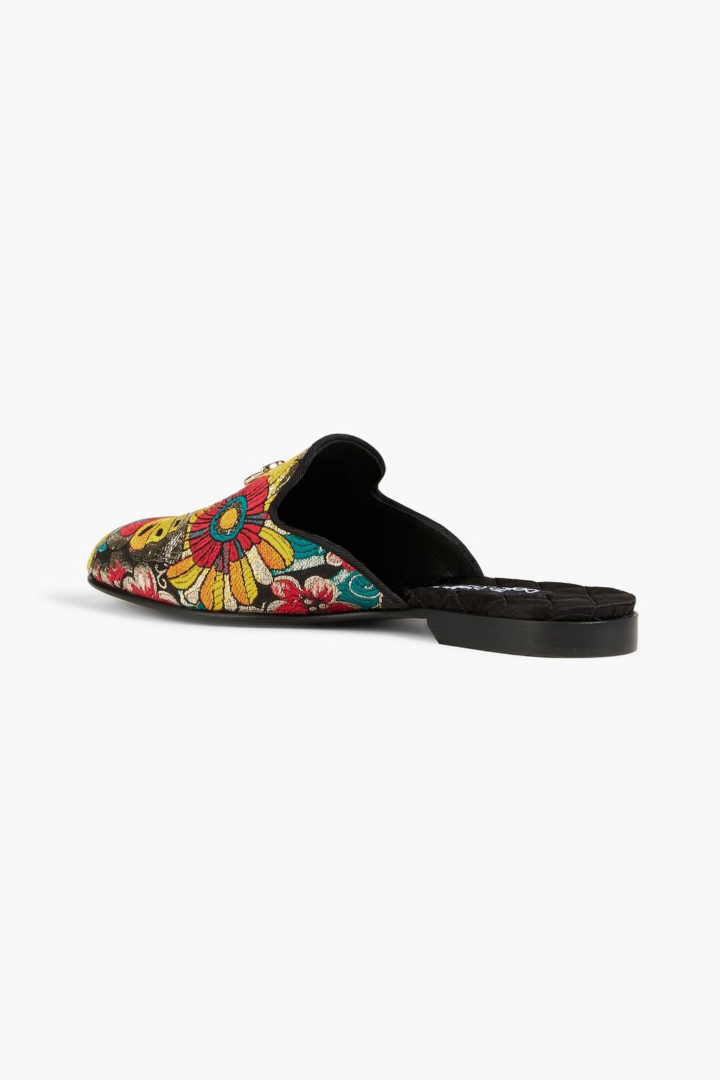 DOLCE&GABBANA Embellished metallic jacquard slippers