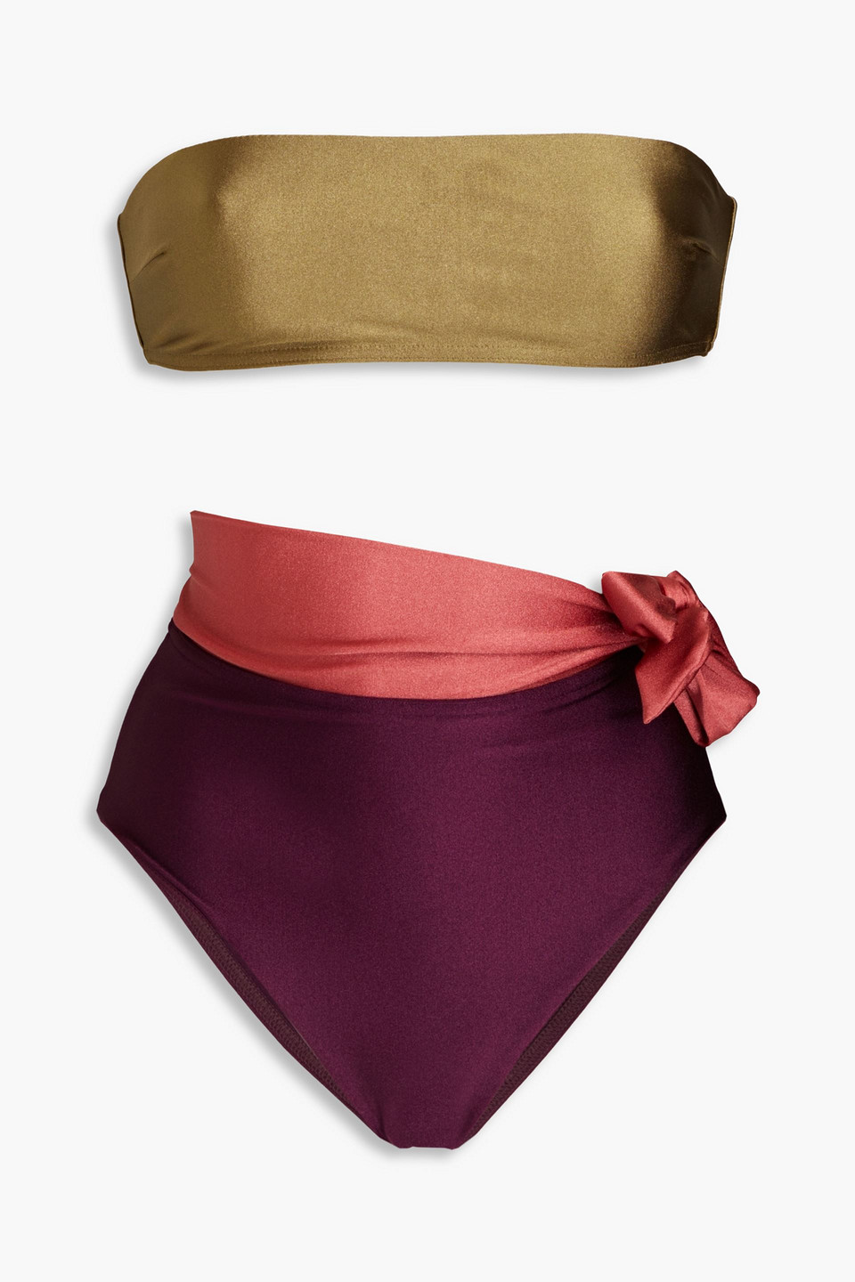 Zimmermann Rosa Color Block Bikini In Army Green