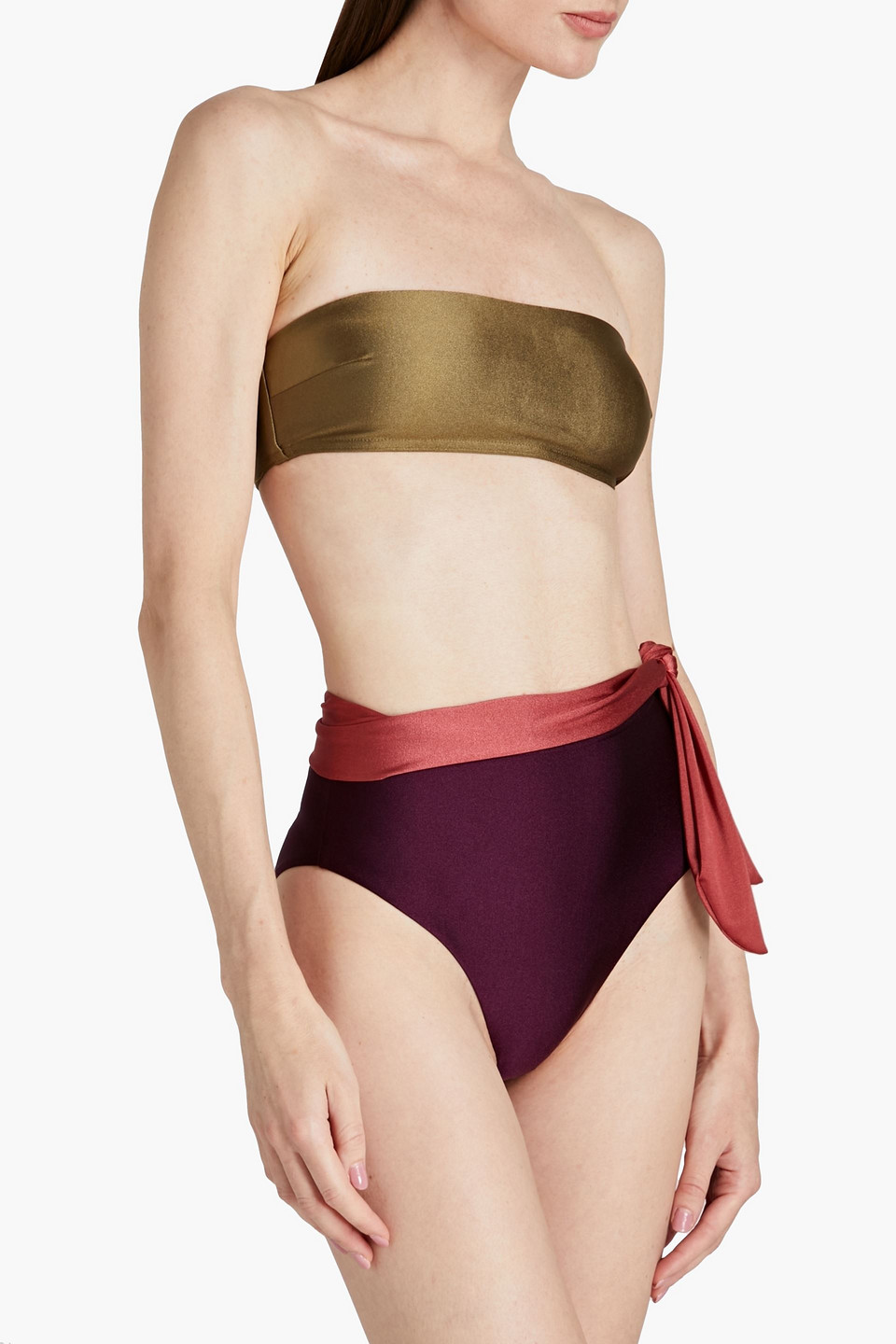 Zimmermann Rosa Color Block Bikini In Army Green