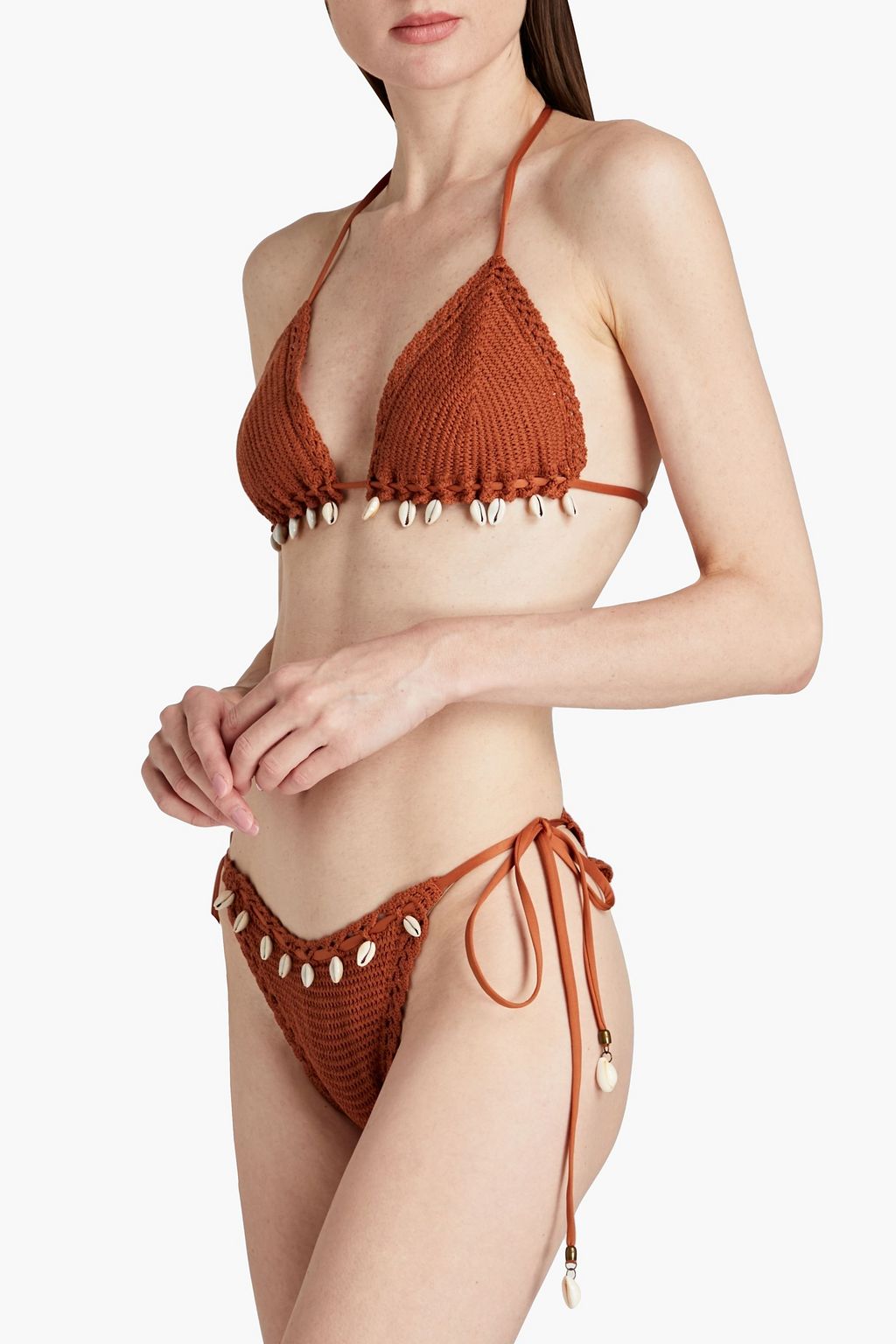 ZIMMERMANN Embellished crocheted cotton triangle bikini