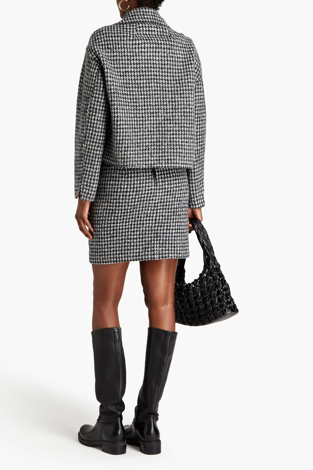 LUISA CERANO Houndstooth wool-bouclé coat