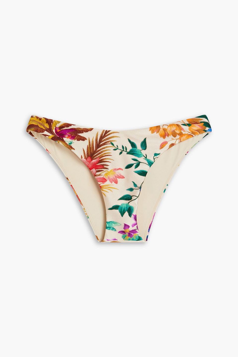 Zimmermann Tropicana Printed Low-rise Bikini Briefs In Cream