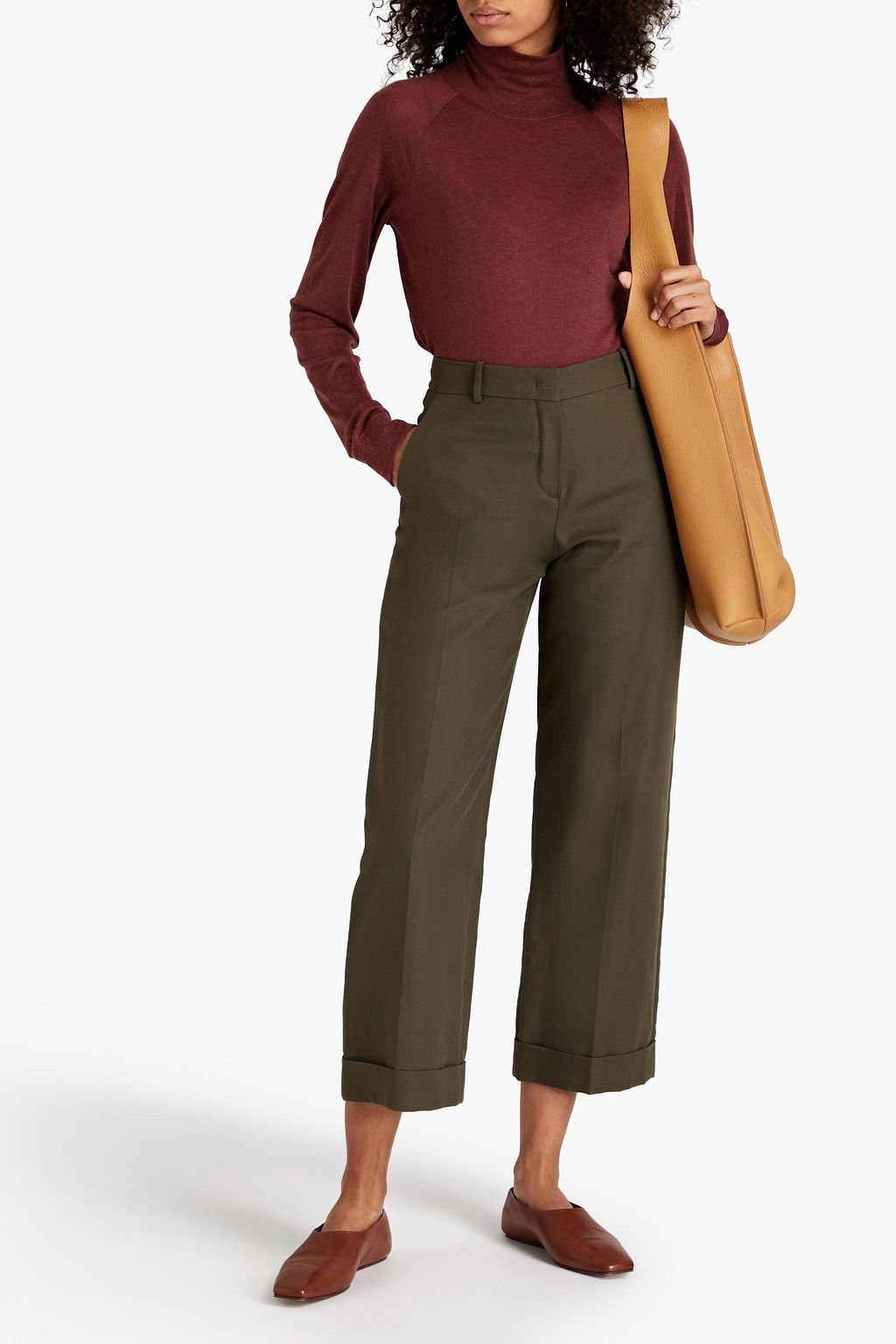 VINCE. Lyocell and wool-blend turtleneck top