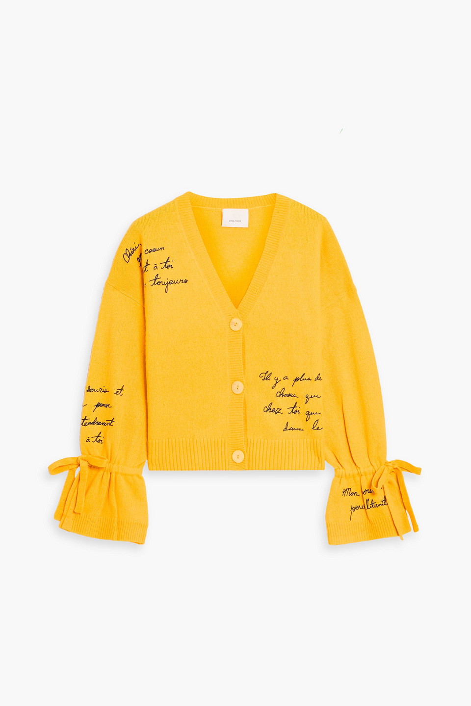 cinq à sept - tasha embroidered wool-blend cardigan - yellow - s