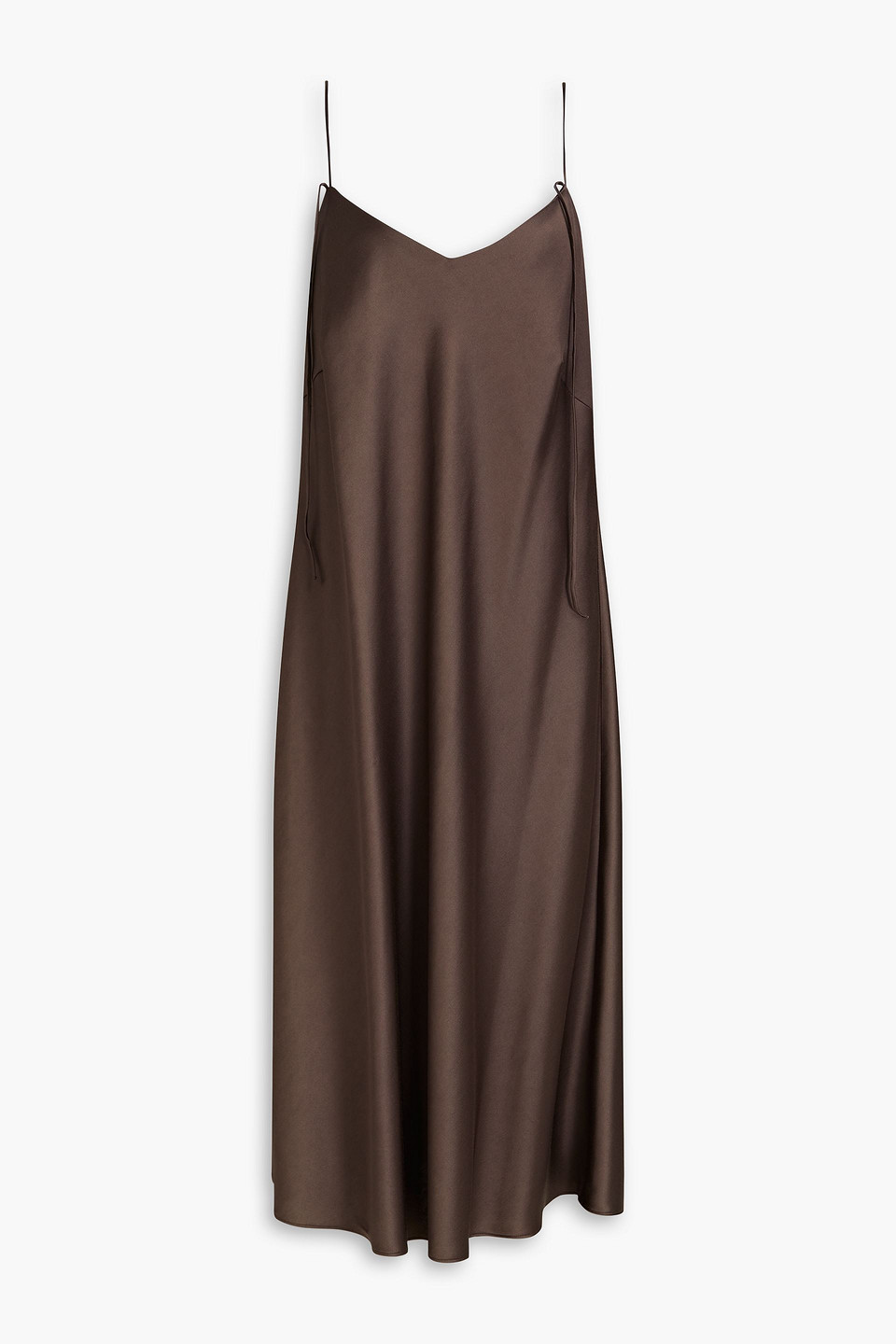 Luisa Cerano Satin-crepe Midi Slip Dress In Brown