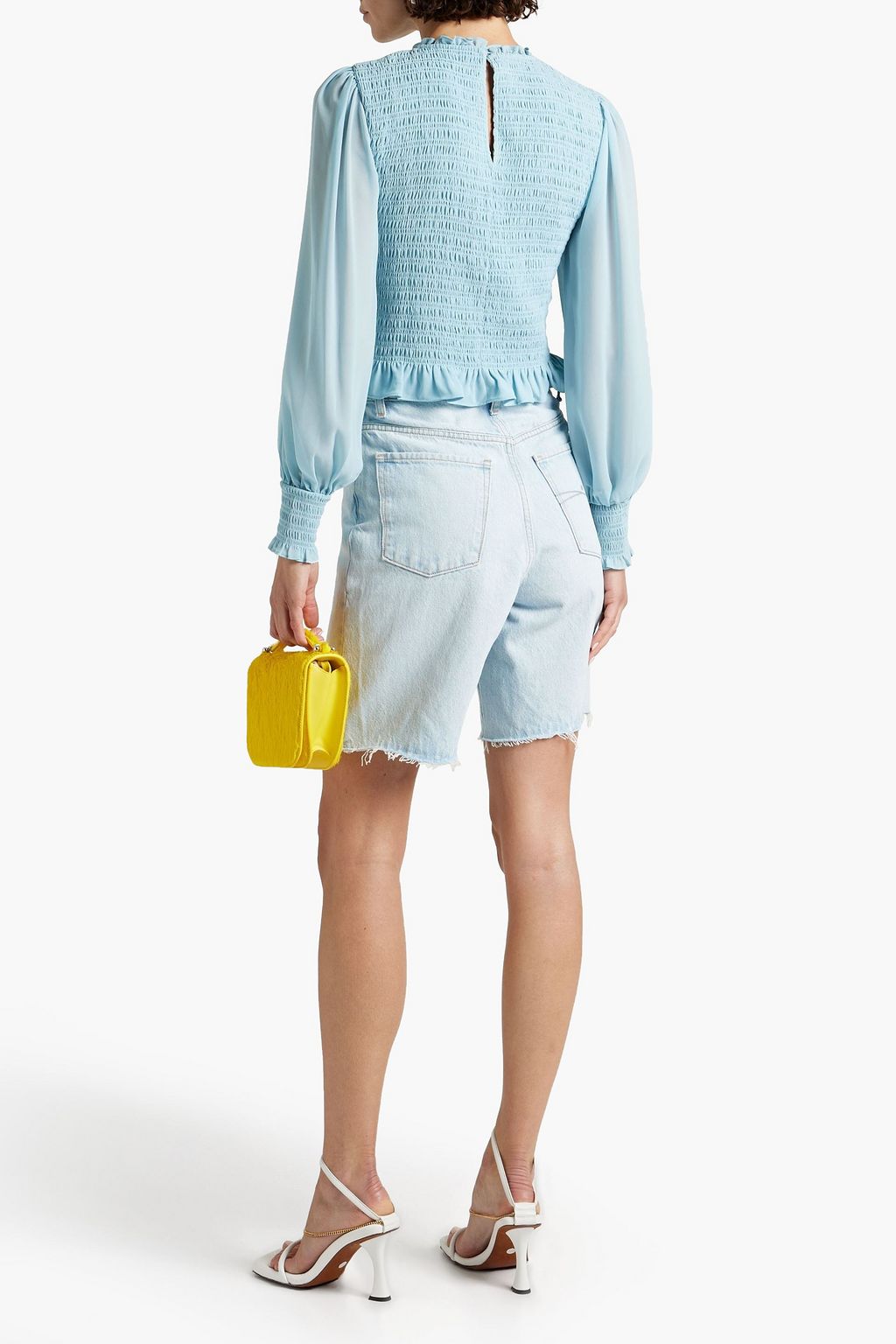 CINQ À SEPT Audrina pussy-bow shirred crepe blouse