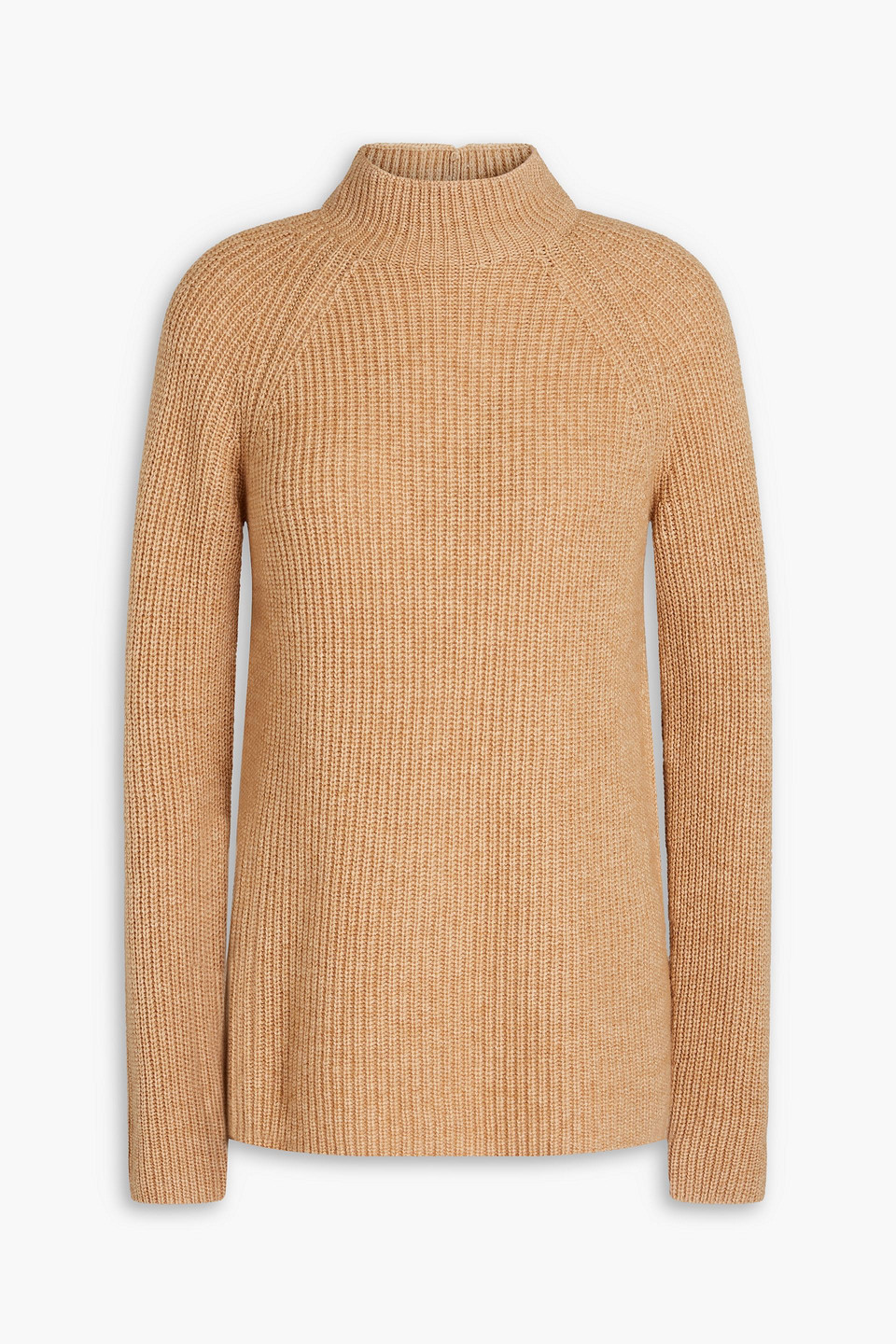 Vince Mélange Ribbed Wool And Cashmere-blend Sweater In Brown