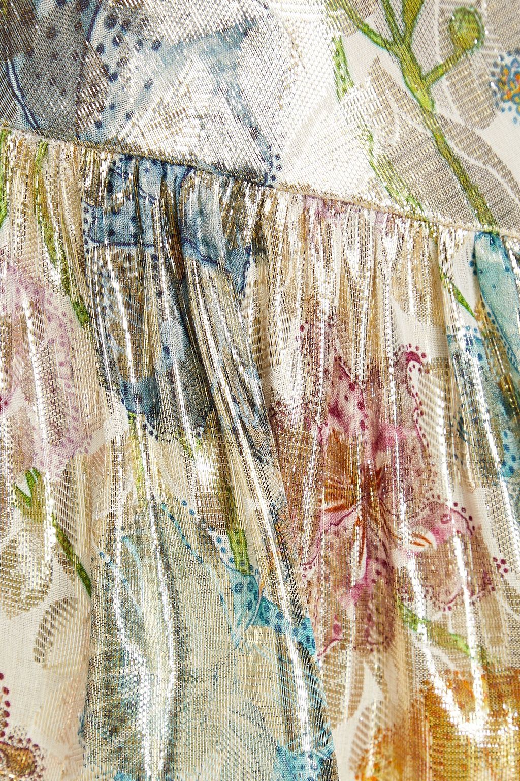 HAYLEY MENZIES Shimmering Bonita tiered metallic silk-blend jacquard mini skirt