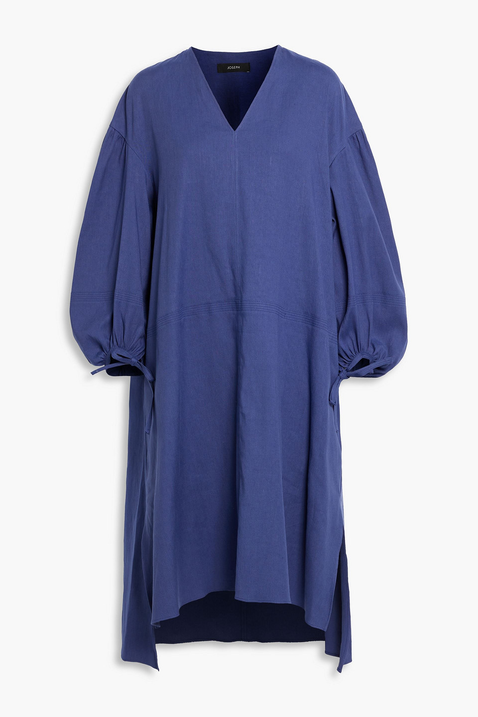 Joseph Womens Cobalt Blue Duna Puff-sleeved Linen-blend Midi Dress 12 In Indigo