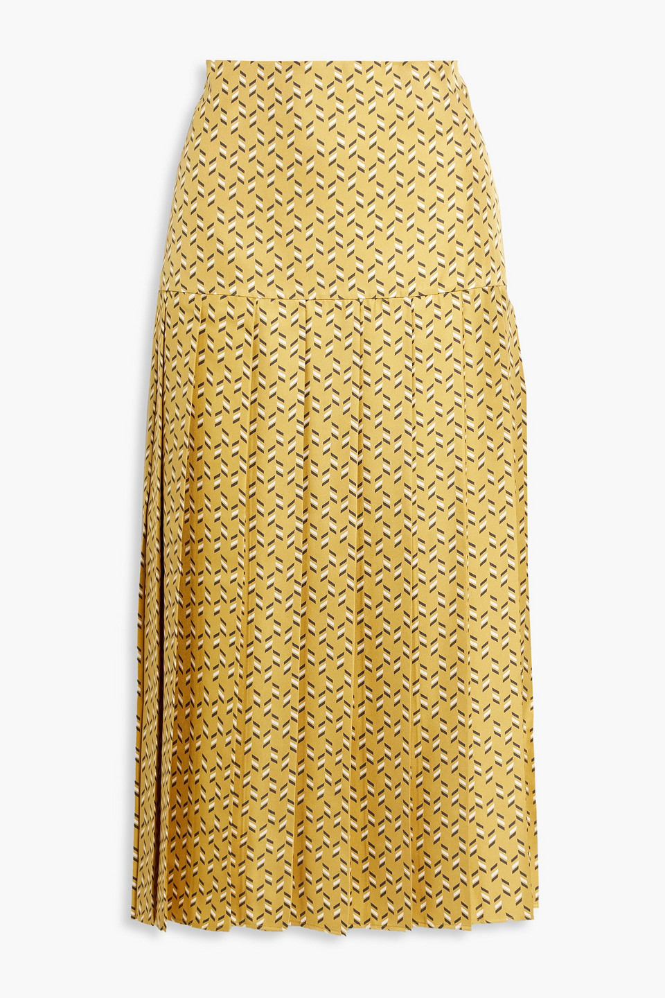 JOSEPH SARINA PLEATED PRINTED SILK-SATIN MIDI SKIRT 3074457345633336638