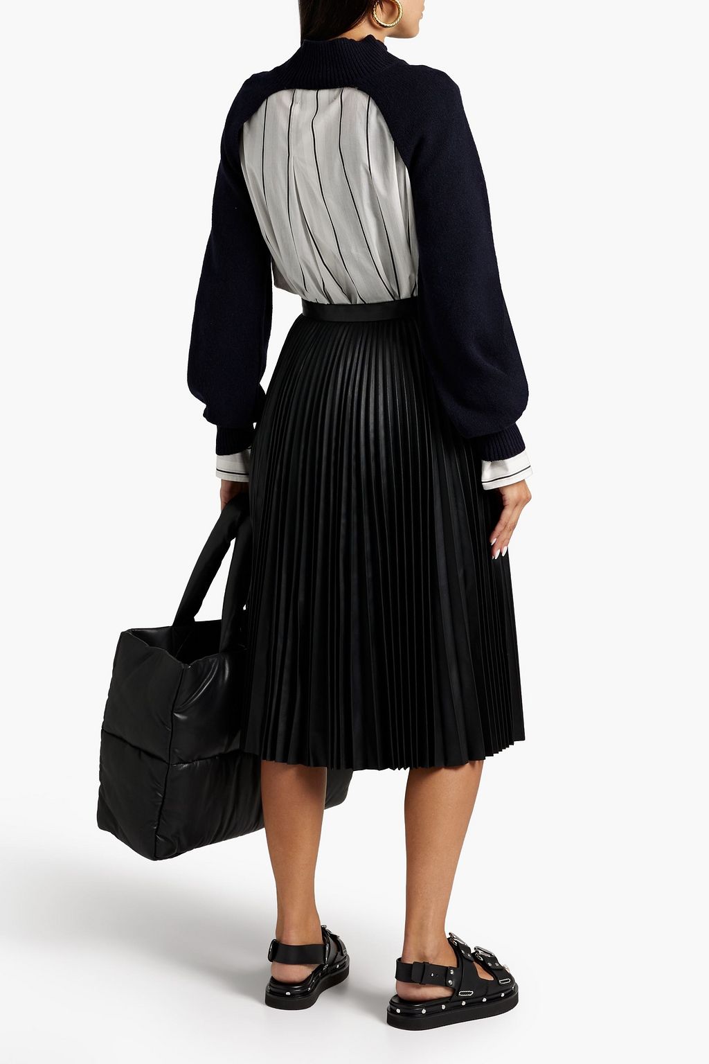 JOSEPH Seija pleated leather midi skirt