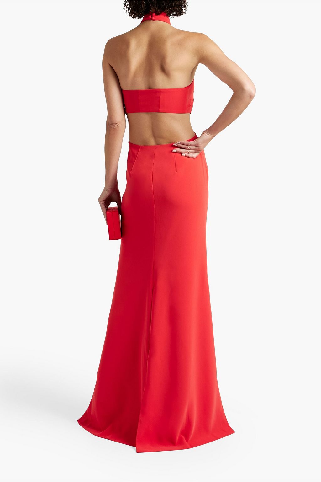 CINQ À SEPT Melba cutout crepe halterneck gown