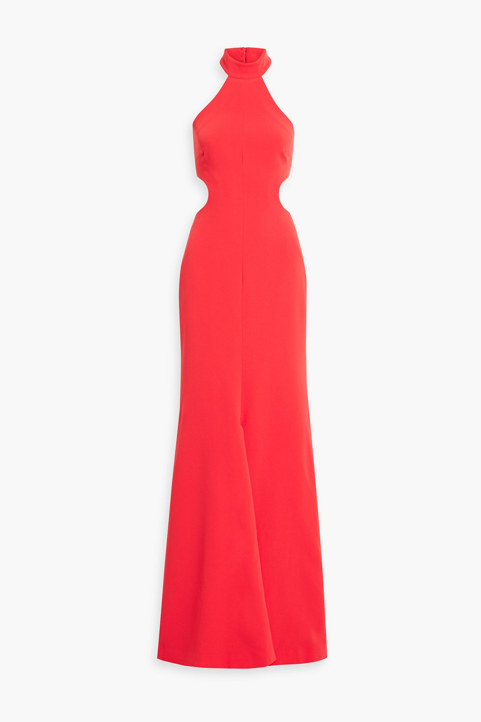 Cinq À Sept Melba Cutout Crepe Halterneck Gown In Tomato Red