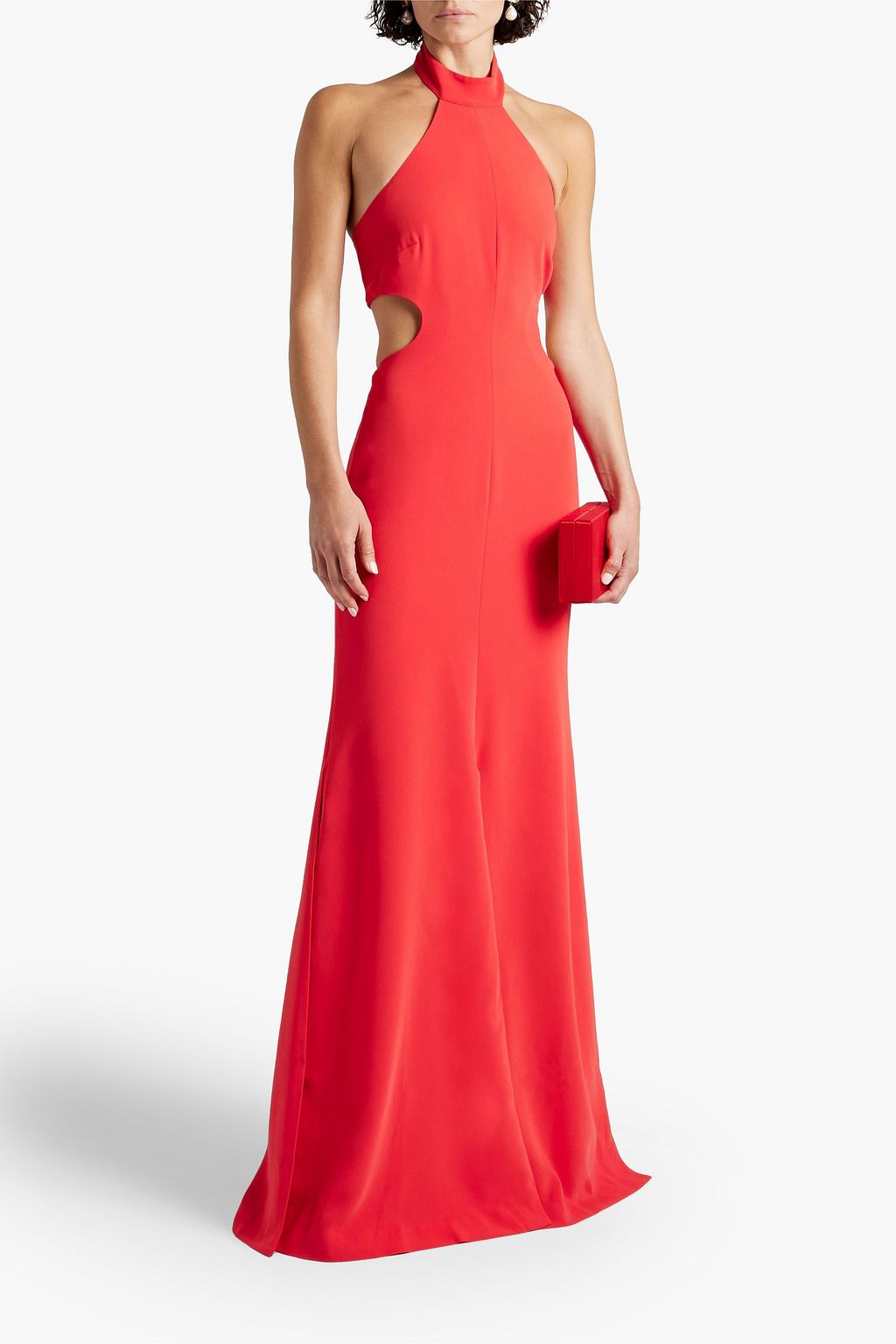 CINQ À SEPT Melba cutout crepe halterneck gown
