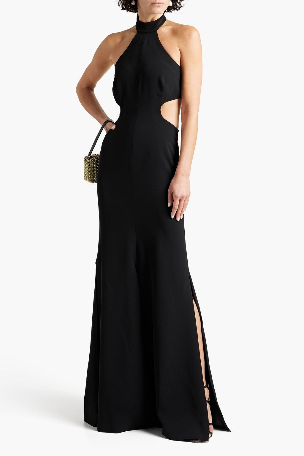 CINQ À SEPT Melba cutout crepe halterneck gown