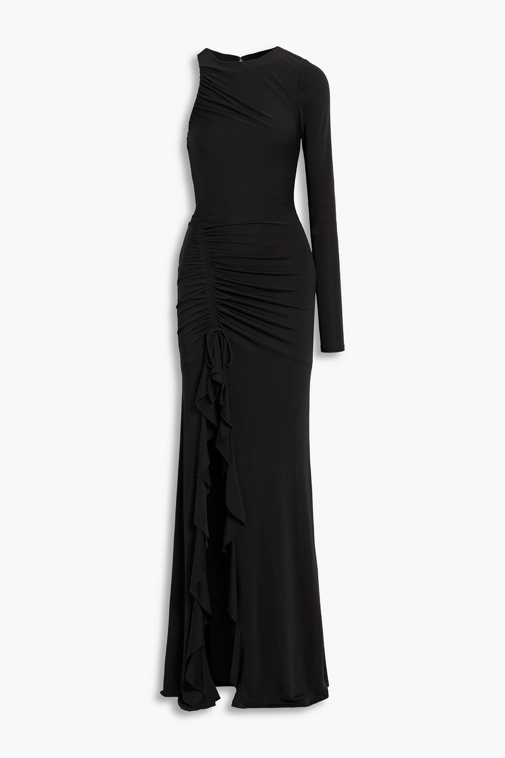 Black Korine one-sleeve ruched stretch-jersey maxi dress | CINQ À SEPT ...