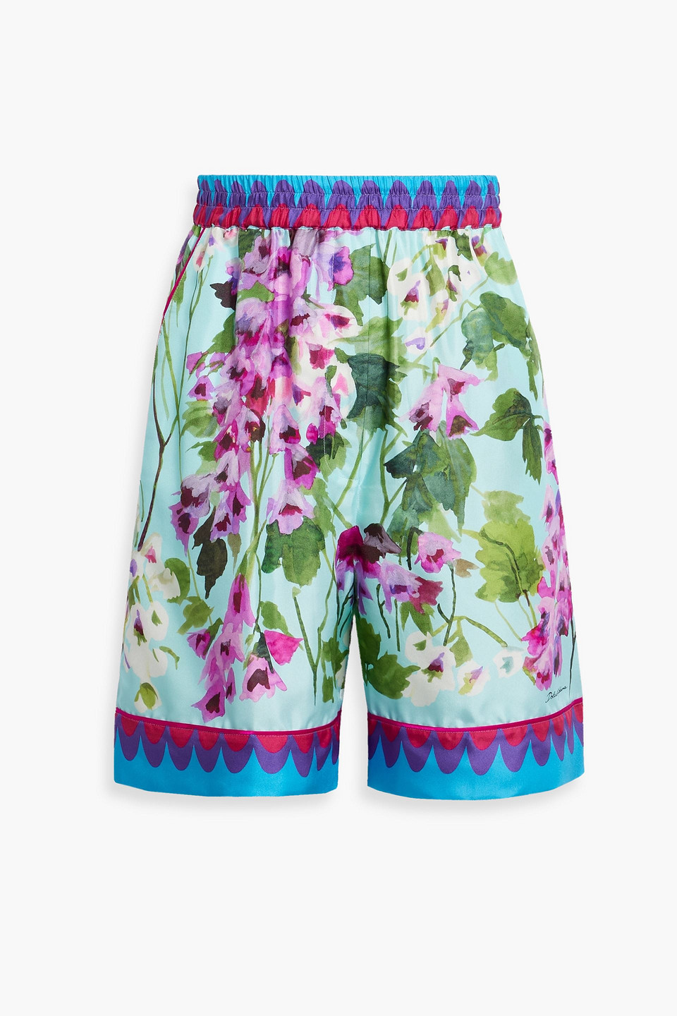 Dolce & Gabbana Floral Print High-waisted Shorts In Turquoise