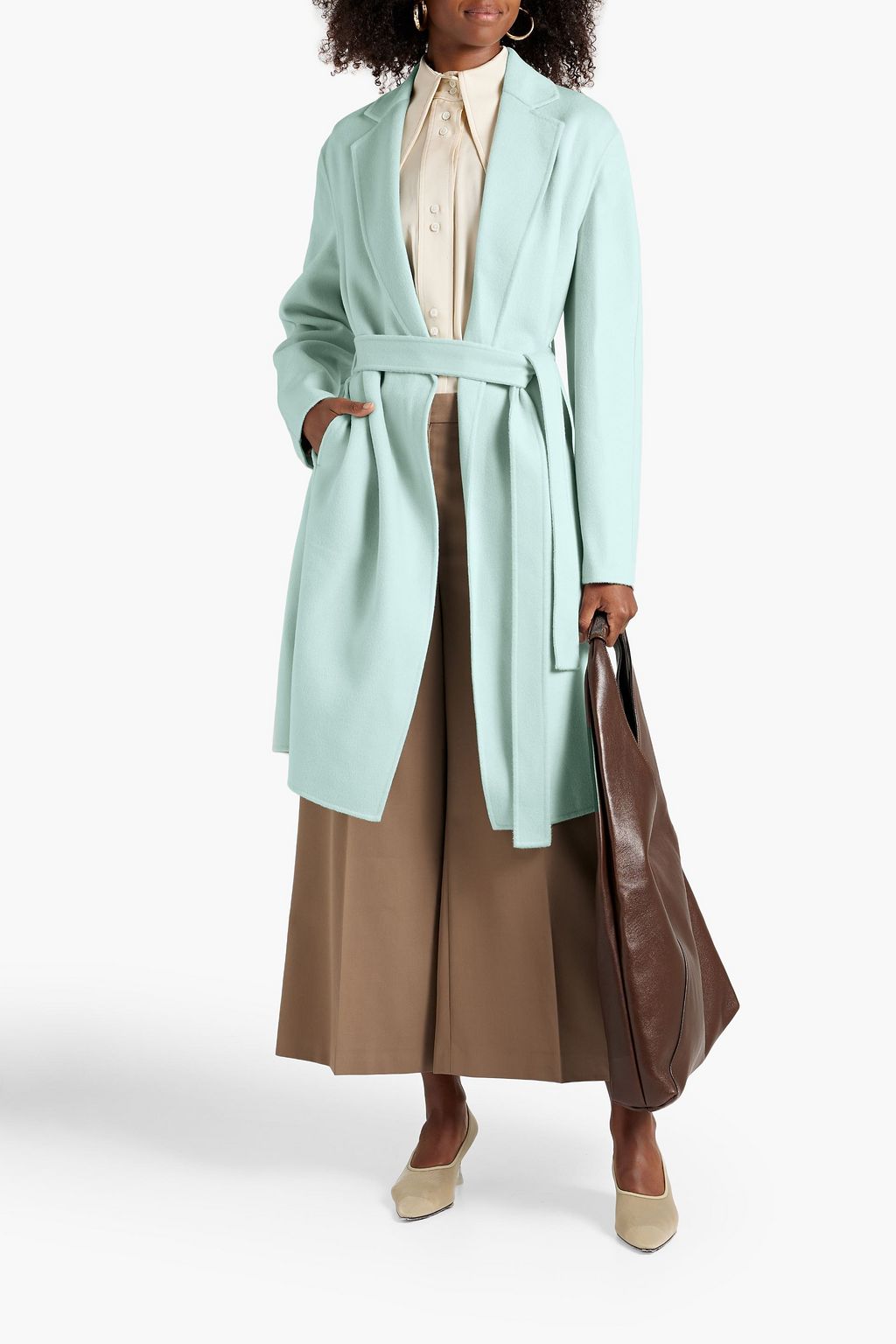 JOSEPH Cenda belted wool and cashmere-blend felt coat