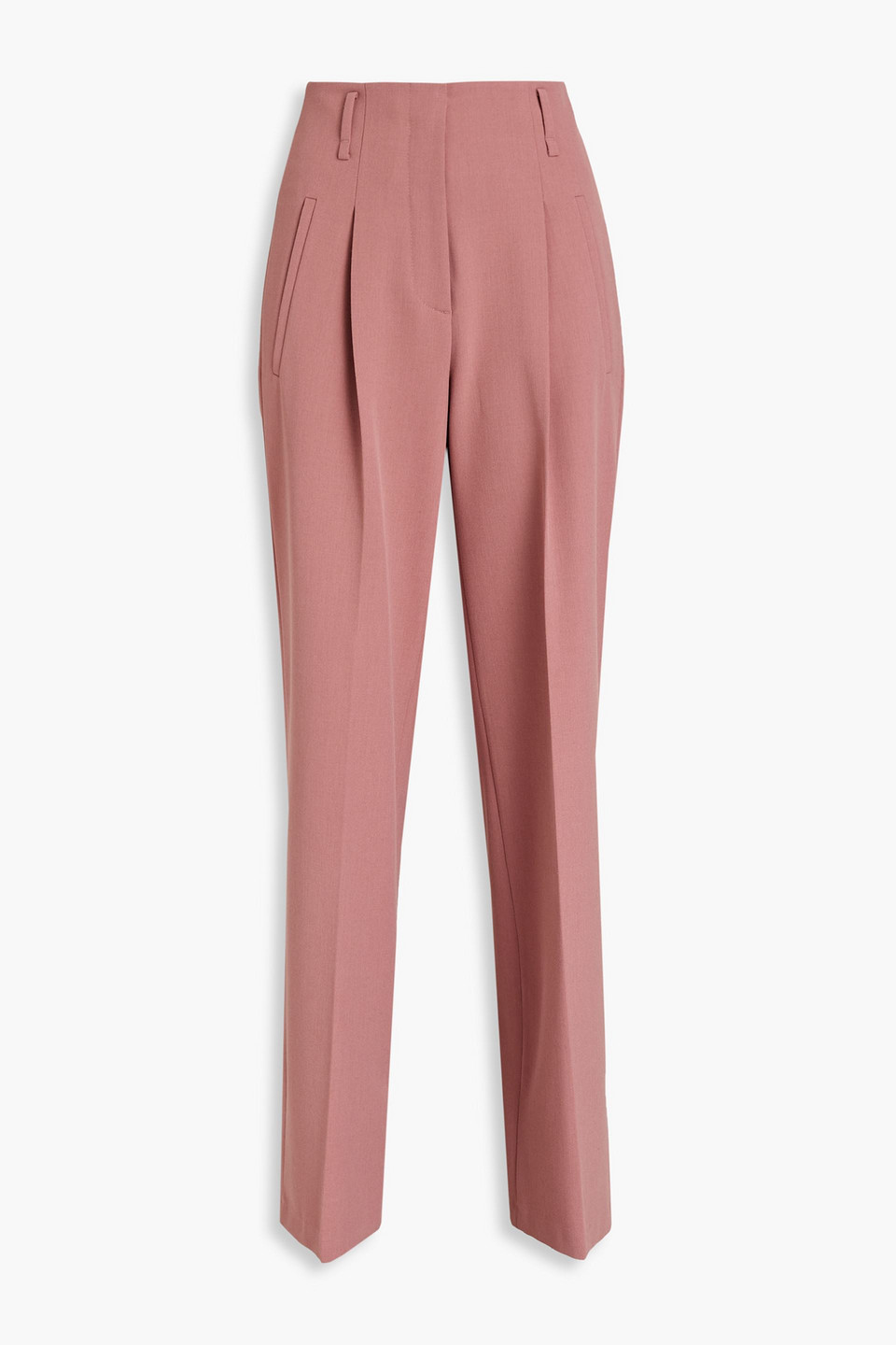 Luisa Cerano Pleated Stretch-crepe Straight-leg Trousers In Pink