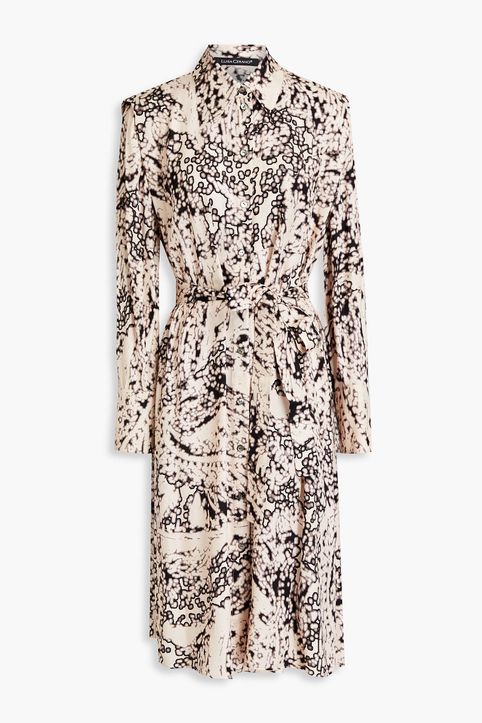Luisa Cerano Printed Twill Shirt Dress In Ecru