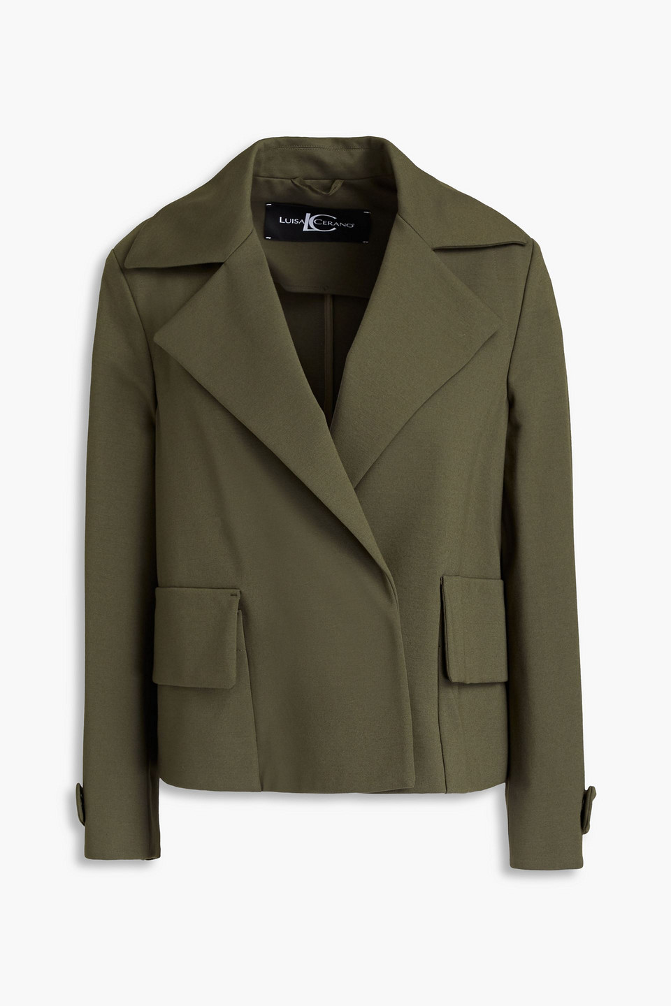 Luisa Cerano Double-breasted Stretch-ponte Jacket In Army Green