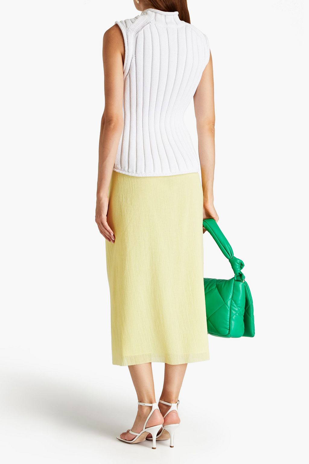 TIBI プリーツ加工ガーゼ ミディスカート