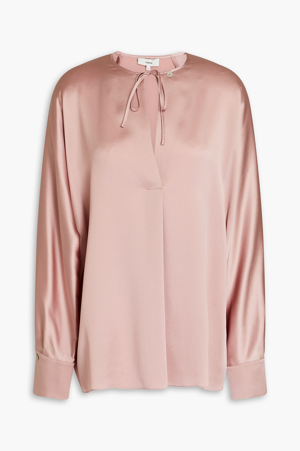 Vince Pleated Silk-satin Crepe Blouse In Pink