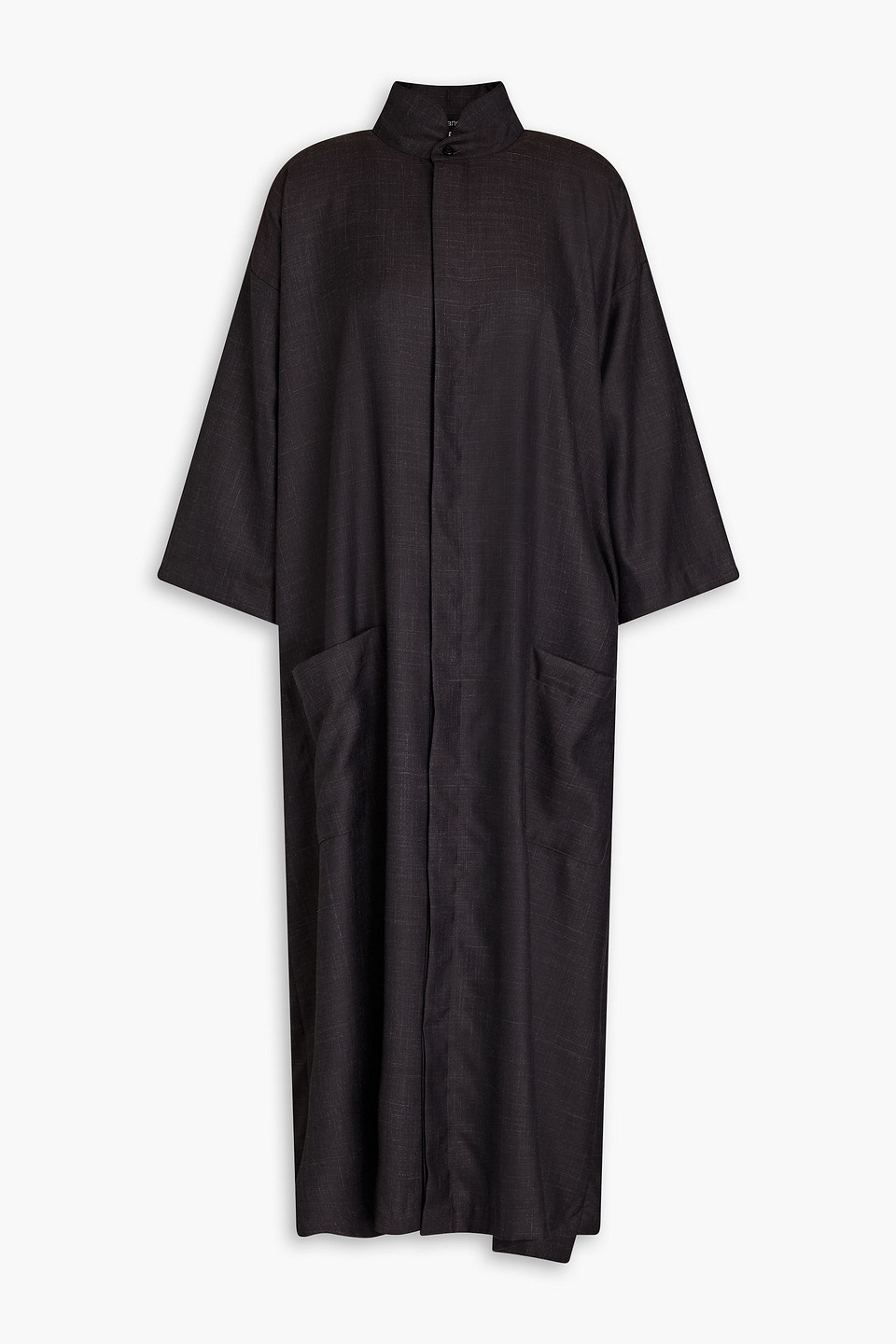 Eskandar - Slub wool, silk and linen-blend midi dress - Gray - 0