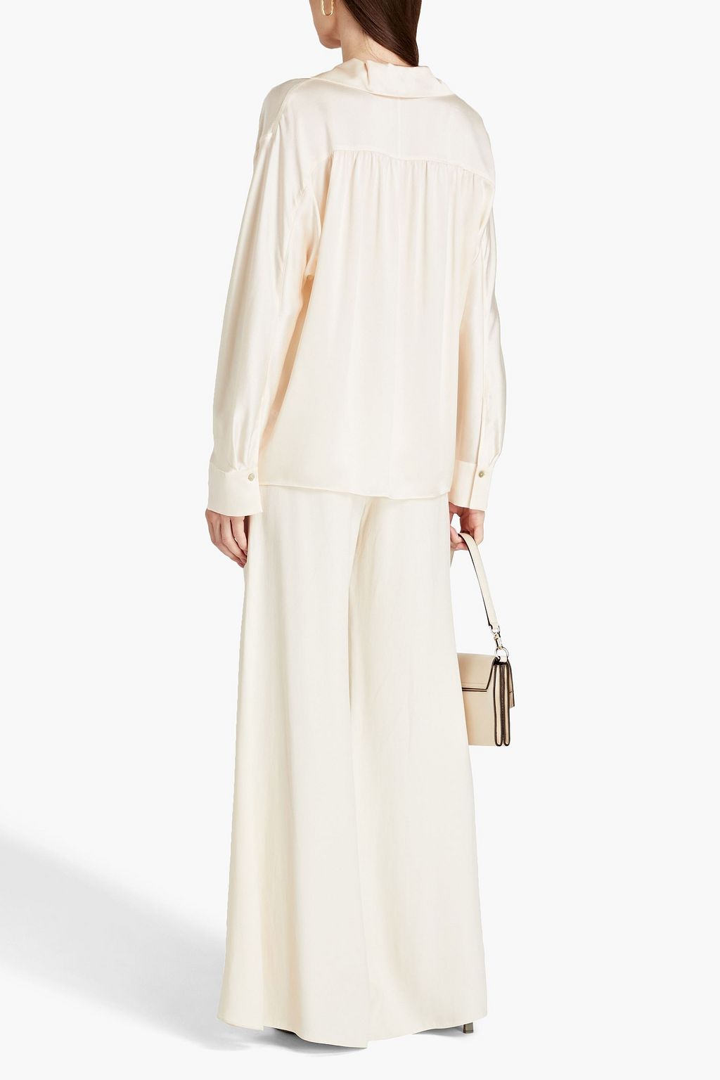 VINCE. Gathered silk-satin blouse
