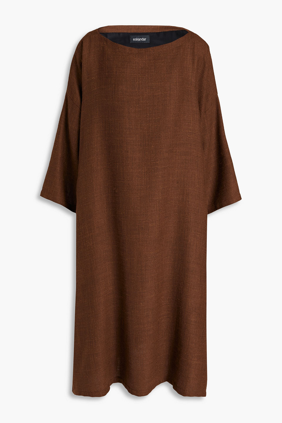 Eskandar Mélange Alpaca-blend Tweed Dress In Brown