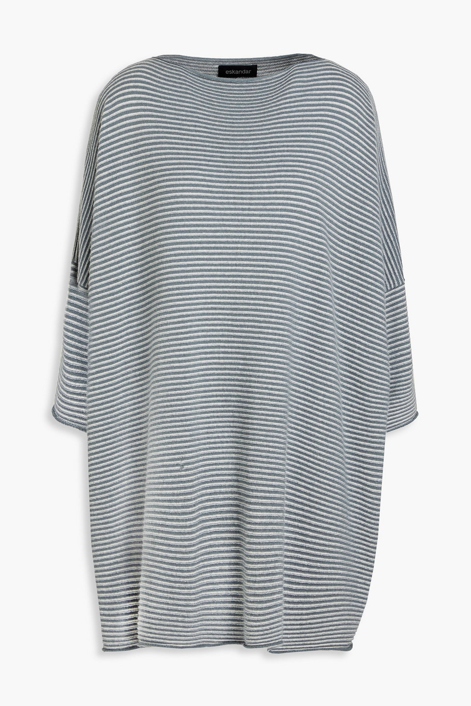 Eskandar Striped Cashmere Jumper In Slate Blue