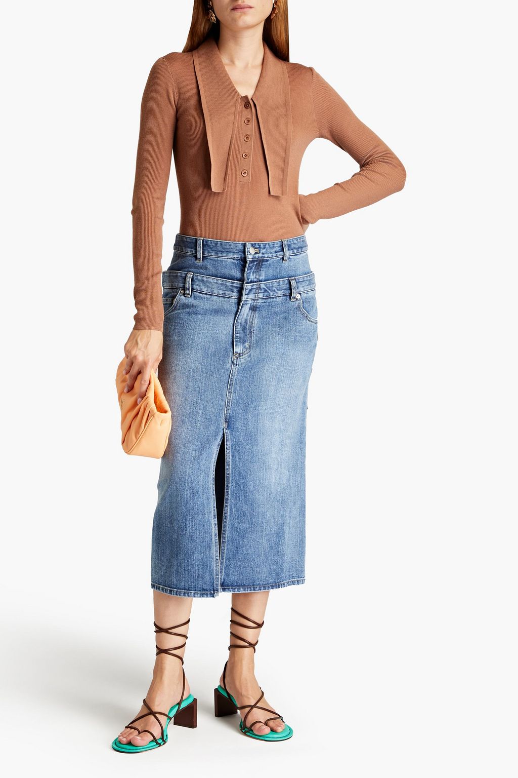 TIBI デニム ミディスカート レイヤード