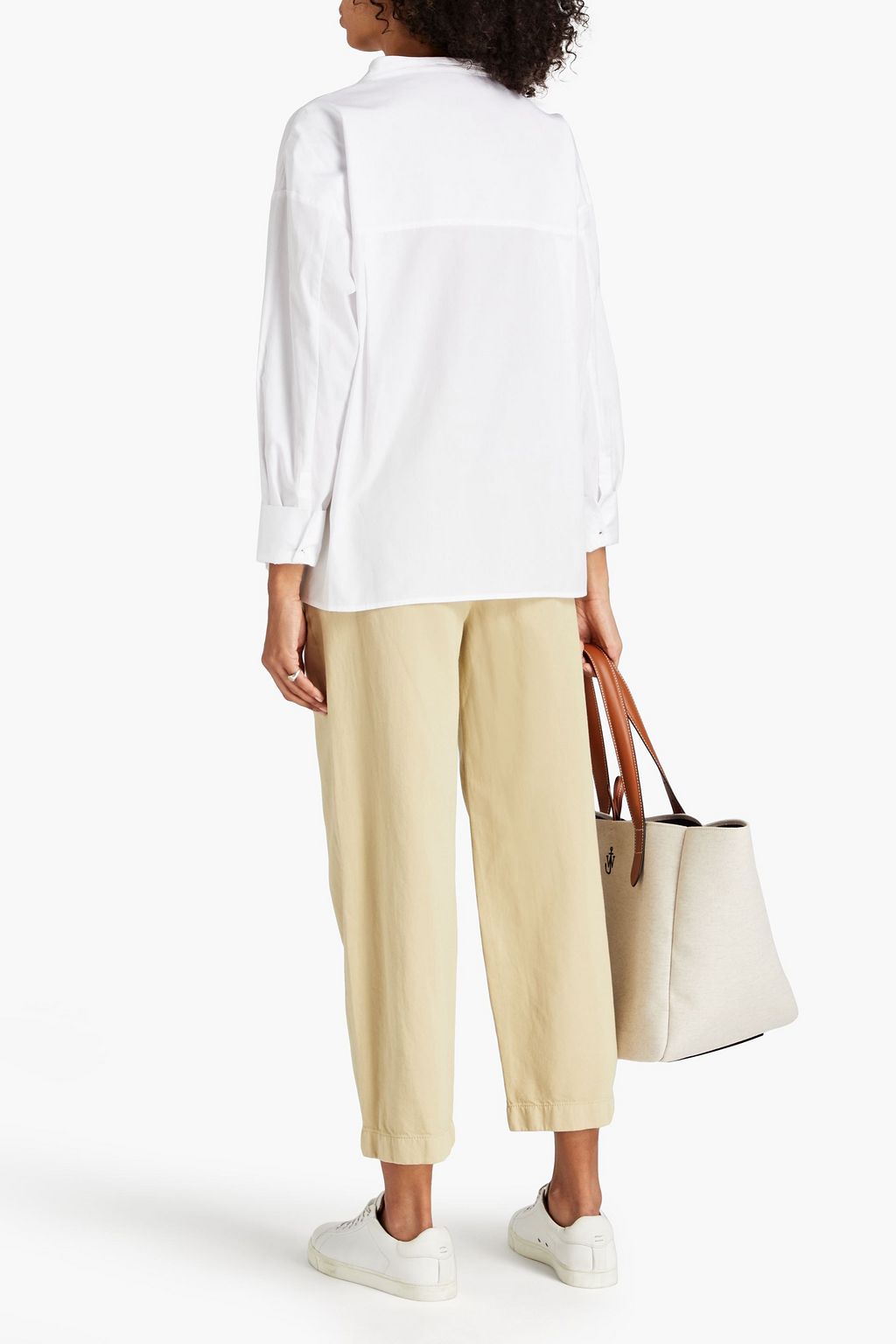 VINCE. Cropped cotton, Lyocell and linen-blend gabardine straight-leg pants