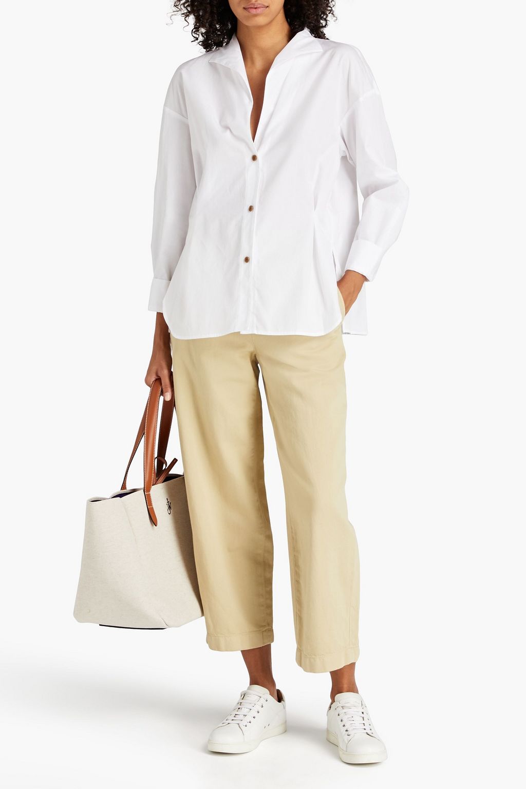 VINCE. Cropped cotton, Lyocell and linen-blend gabardine straight-leg pants